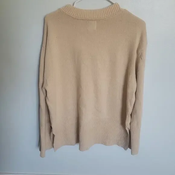 Gap Women's Large Crewneck Cream Knit Sweater Ribbed Cuffs/Hem Cozy - Picture 8 of 9